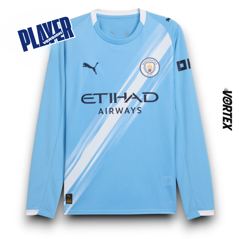 Manchester City Player Home Jersey 2025/26 Long Sleeve